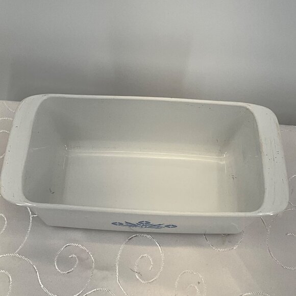 Corning Ware P315-B White Loaf Pan Blue Cornflower - Picture 2 of 5
